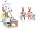 Osterfiguren - Hasenschule mit Lehrerin und sitzende Sch&uuml;ler auf B&auml;nken - Ansicht Rechts -