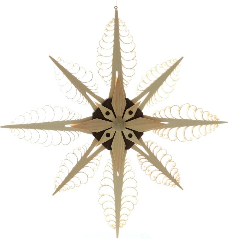 Spanstern 8 eckig Mitte mit Stern und dunklem Furnier - Ansicht Hinten - gehört zu Weihnachten in