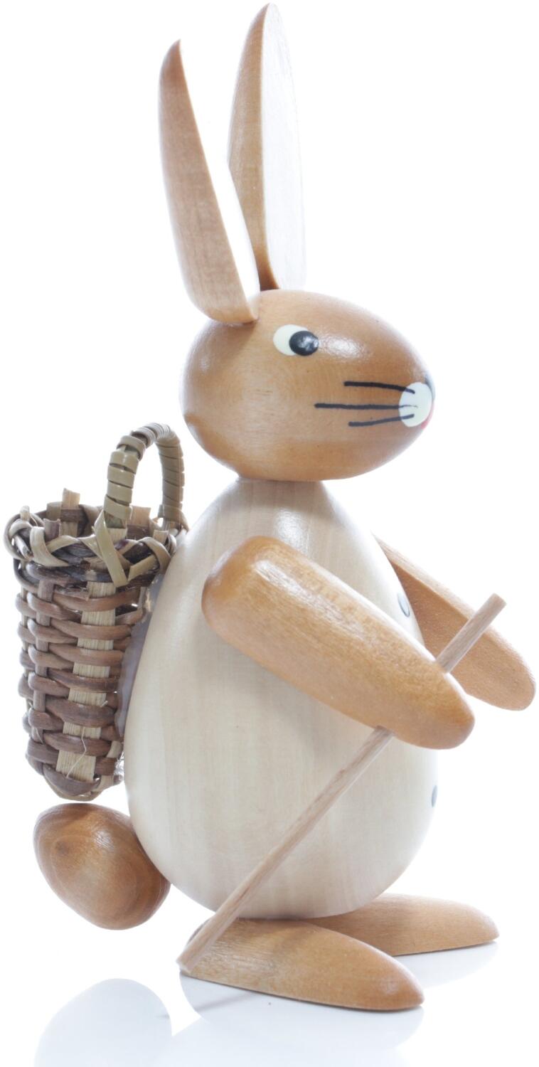 Osterfigur - Osterhase mit Korb auf dem Rücken - natur - BxHxT ca. 4,5x11x6,5cm