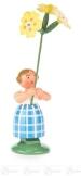 Blumenmädchen – liebevoll bemalt mit Himmelschlüsselstrauß, gelbem Kleid und grünem Sockel – H 11,5 