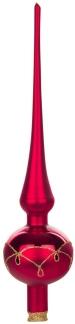 Thüringer Christbaumschmuck Baumspitze rot-matt Tropfenmuster von Großhandel Dregeno, 27 cm,