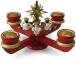 Adventsleuchter - 4 Engelmusikanten mit Stern und Teelichter Rot - BxHxT 30x18x30cm