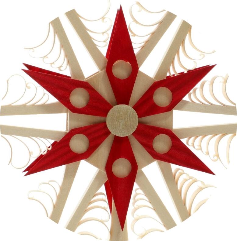 Baumschmuck - Christbaumspitze Mitte mit Kiefernstern Rot - Ansicht Detail