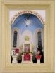 Weihnachtsdekoration Miniaturrahmen mit Dorfkirche BxH 5,5x7 cm