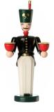 Lichterfigur – traditioneller Bergmann mit grüner Mütze und roten Kerzenhaltern – BxHxT 11x21x10cm