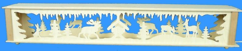 Schwibbogenerhöhung – filigranes Waldmotiv mit stimmungsvoller Beleuchtung, naturfarben – BxHxT = 72