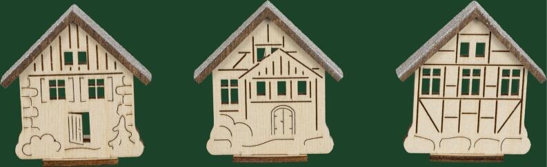 Ersatzteil – Aufsteckhaus mit Schnee für Schwibbögen und Riffelkerzen, filigrane Laubsägeoptik,