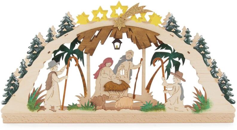 Bastelsatz Schwibbogen mit der Geburt Christi und LED-Beleuchtung BxHxT 40x20x5cm