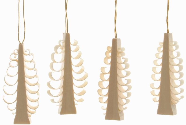 Christbaumschmuck - Spanbaum 4er Set - Ansicht 2 - Aus Handgestochen Spanbaum