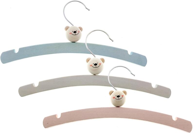 Holzkleiderbügel – fröhliche Bärenköpfchen in bunten Farben, handgefertigt – BxHxT = 26 x 12 x 2 cm