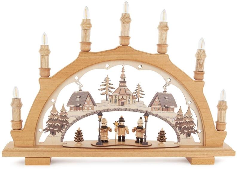 Schwibbogen Seiffener Kirche mit Sternensänger mit LED Beleuchtung BxHxT 49x33,5x6cm