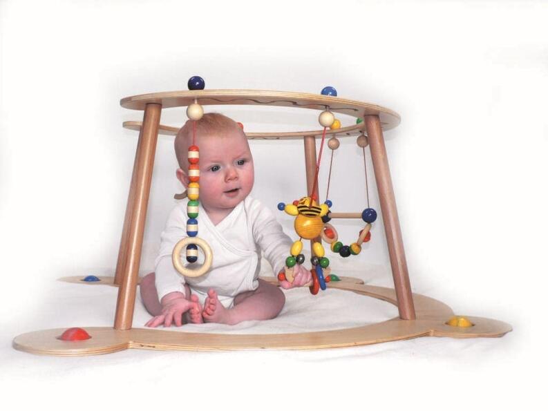 Lauflernwagen – farbenfrohes Babyspielzeug mit Glöckchen, Perlen und Holzfiguren – BxHxT 73 x 71 x