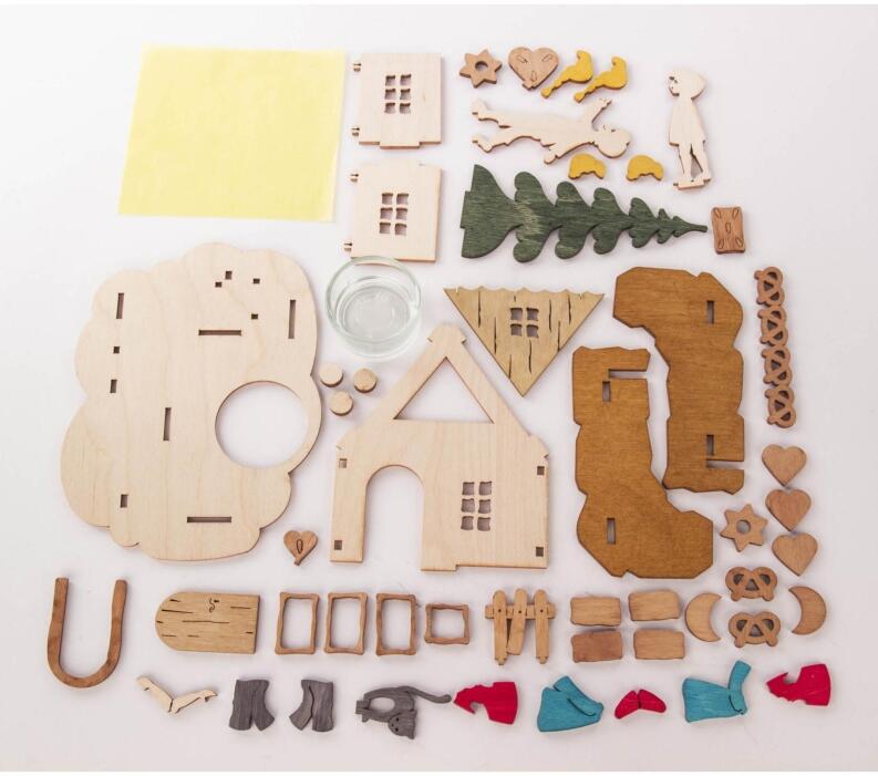 Bastelsatz Teelichthalter Hänsel und Gretel BxHxT 16x12x13cm