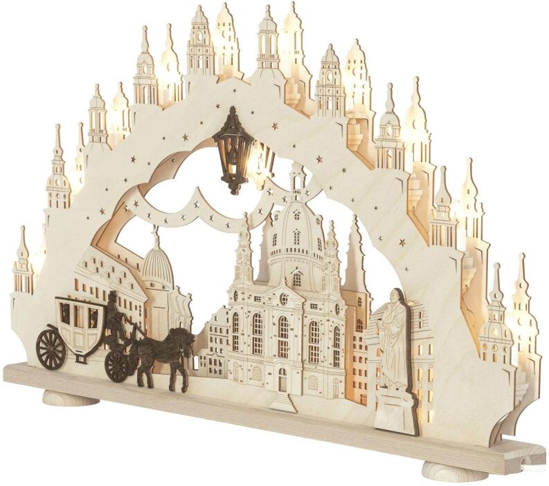 Lichterbogen 15 flg. Dresdner Frauenkirche aus Holz von Weigla Günter Gläser, erzgebirgische