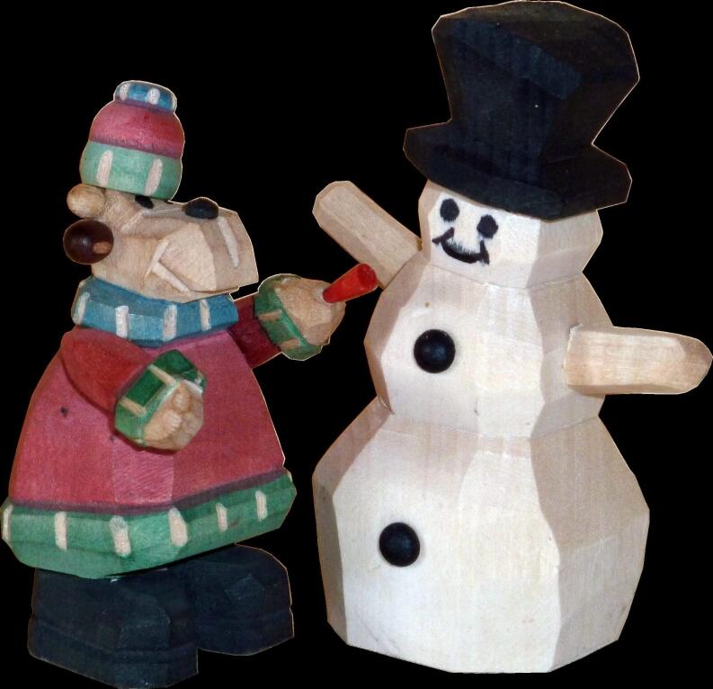 Elchfigur – detailreicher Schneemannbauer mit roter Mütze und Besen, farbenfroh bemalt – BxHxT = 6 x