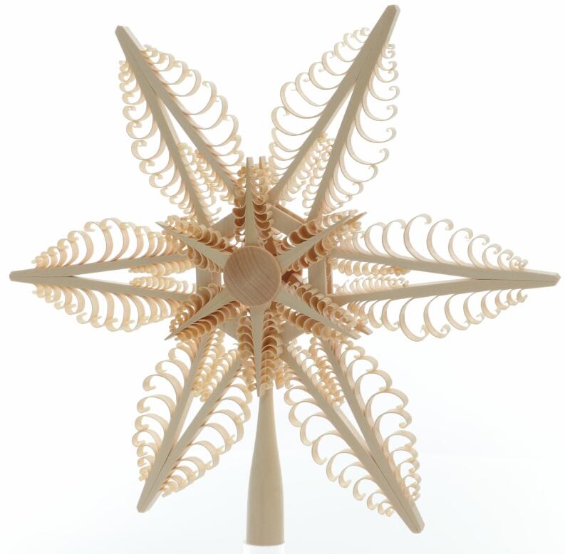 Baumschmuck -Christbaumspitze Mittig Stern aus 6 Bäumchen - Ansicht Rechts - DIe Bäumchen sind ganz