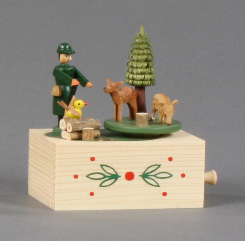 Spieldose Klimperkästchen Jäger Melodie: Ein Jäger aus der Kurpfalz Höhe 9cm
