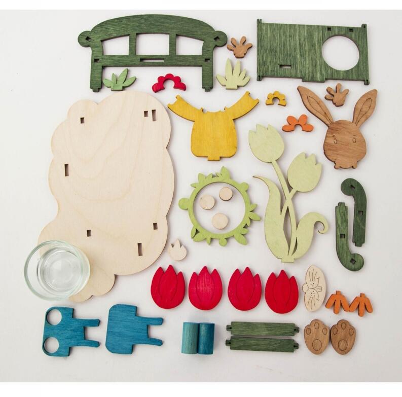 Bastelsatz Osterbank mit Hase BxHxT 25x16x1cm