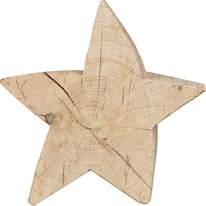 Holzstern – massiver Naturstern aus Eiche kunstvoll und rustikal – ø 35 cm