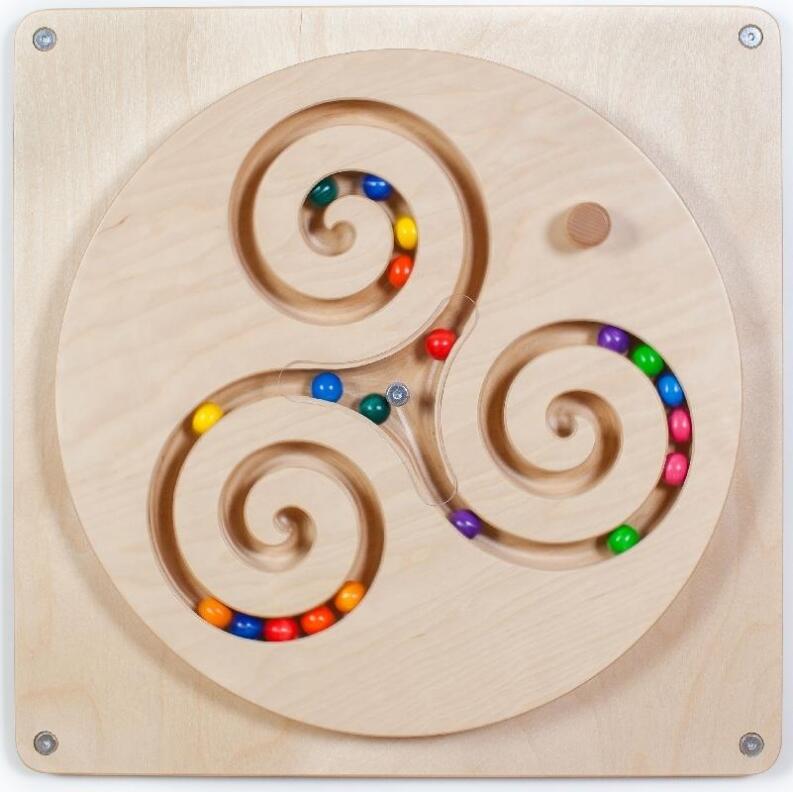 Holzspielzeug - Wandspiel Kugelwirbel - LxBxH 485x485x80mm