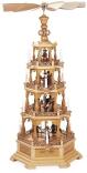 Tischpyramide – majestätische Heilige Geschichte mit detailreichen Figuren, vierstöckig, naturfarben