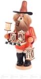 Räuchermann – detailreicher Laternenhändler mit farbenfrohem Mantel und schwarzem Hut – BxHxT = 11,5