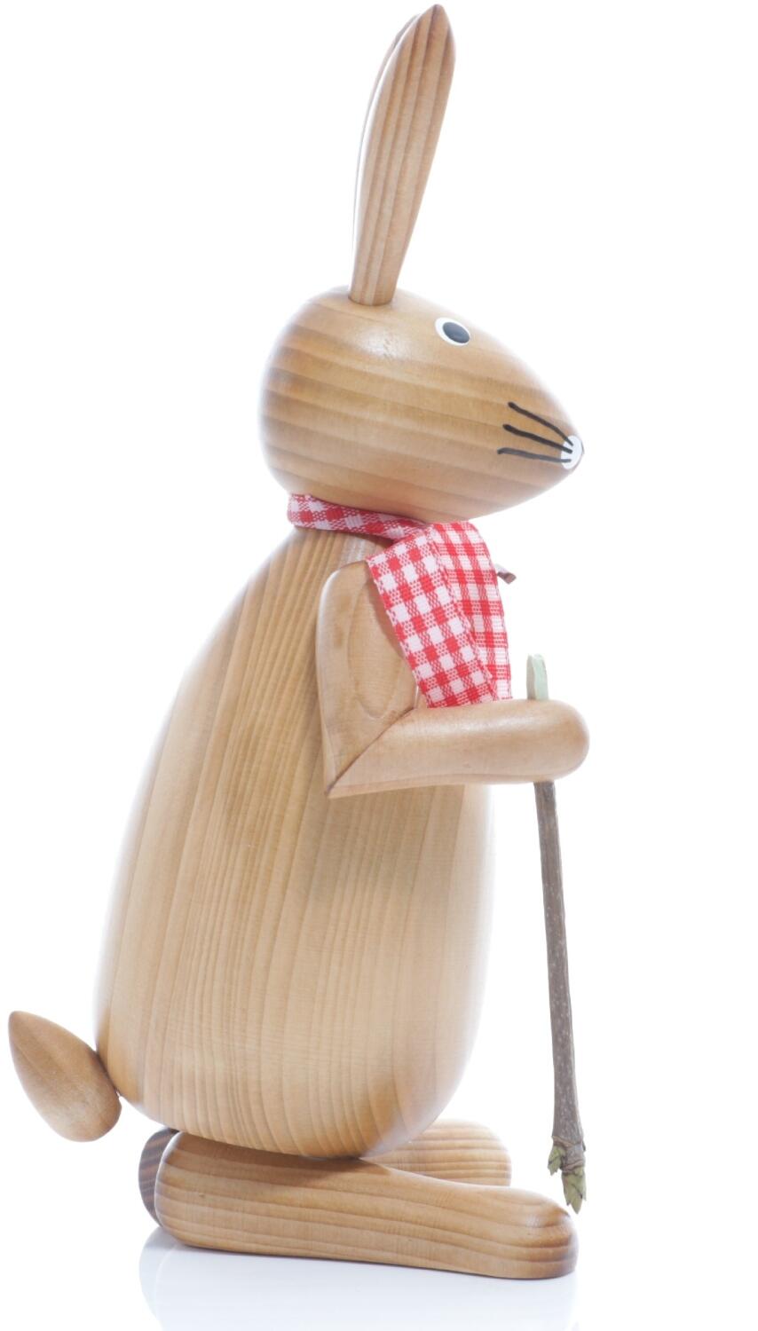 Osterfigur - Osterhase Wanderer mit Pfeiffe und Wanderstock - natur - BxHxT ca. 9x20x9cm