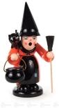 Räucherfigur – mystische Hexe mit Besen, schwarzem Gewand und spitzem Hut – BxHxT = 10 x 26 x 10 cm