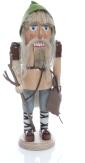 Weihnachtsfigur – Handgefertigter Nussknacker Rübezahl mit Stock und Sack, naturfarben – Höhe ca. 36