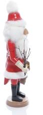 Weihnachtsfigur - Nußknacker Weihnachtsmann Rot mit Geschenkesack und Rute - Ansicht Rechts - Alle Kinder wünschen sich Geschenke