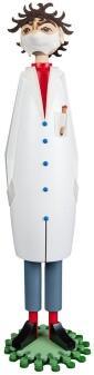Räuchermann – detailreicher Virologe mit Mikroskop und weißem Kittel, naturfarben – BxHxT = 15 x 43 