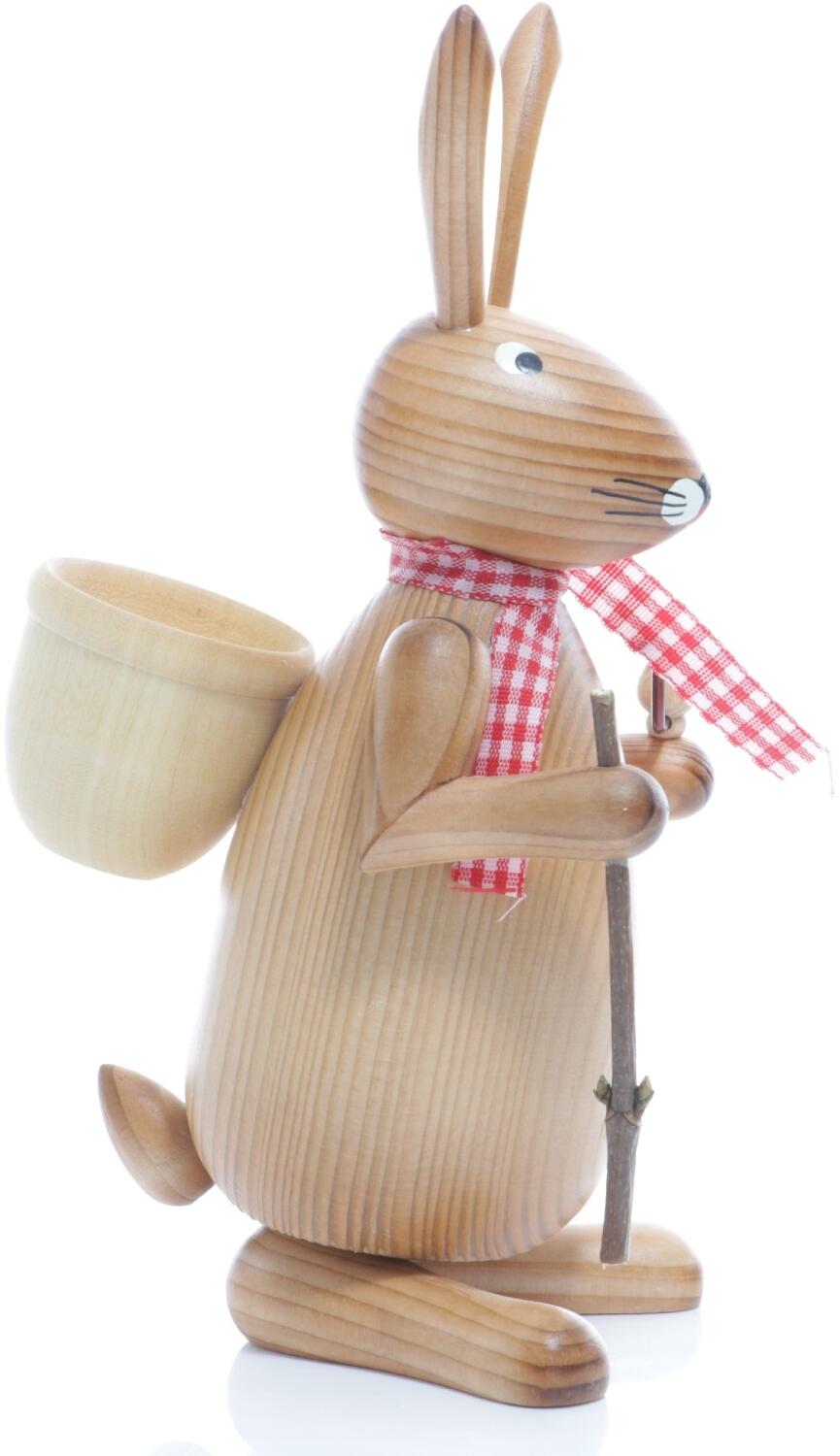 Osterfigur - Osterhase Wanderer mit Pfeiffe und Eierbecher - natur - BxHxT ca. 9x20x10cm