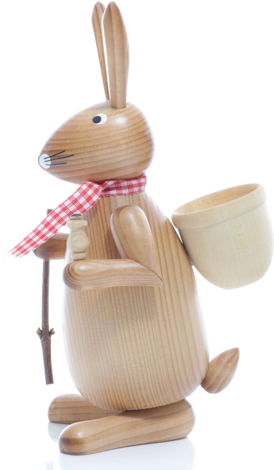 Osterfigur - Osterhase Wanderer mit Pfeiffe und Eierbecher - natur - BxHxT ca. 9x20x10cm