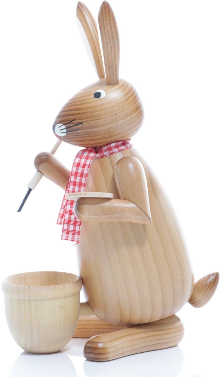 Osterfigur - Osterhase Maler mit Farbpalette und Eierbecher - natur - BxHxT ca. 9x20x9cm