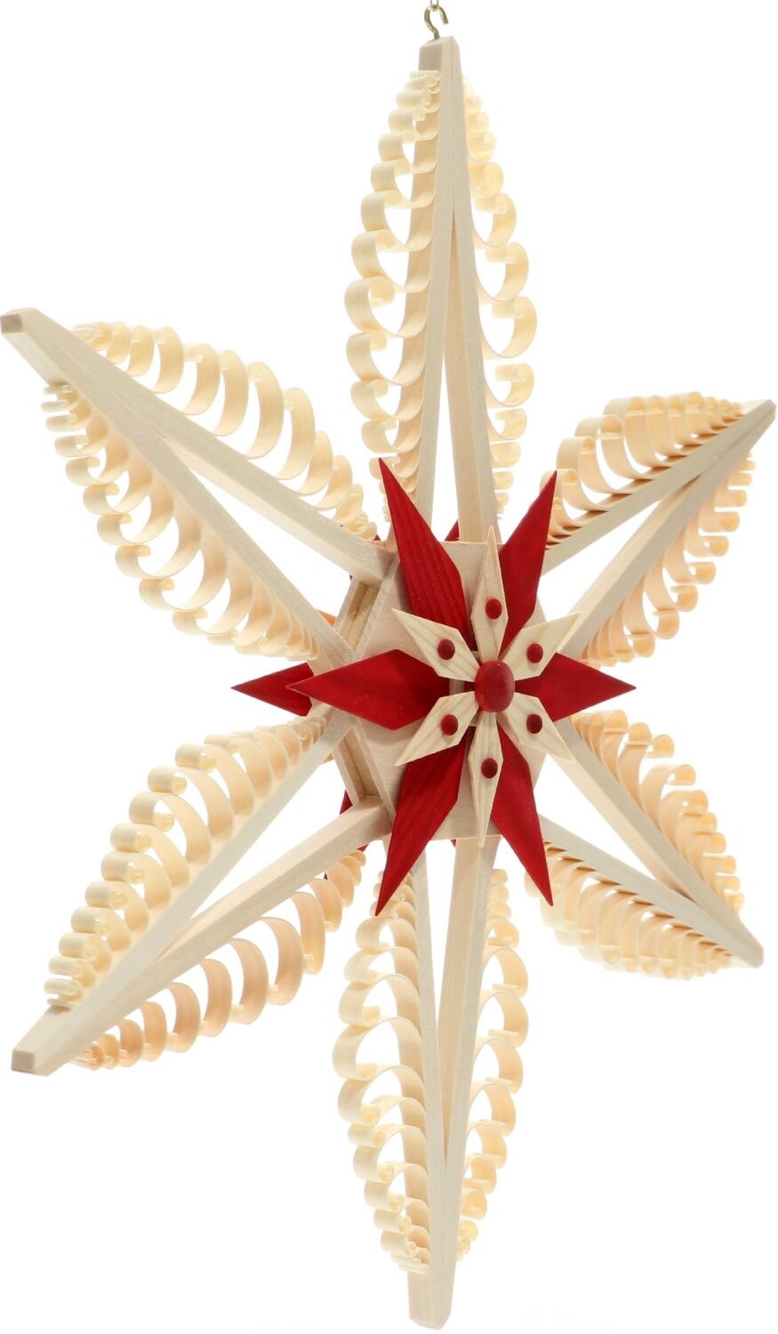 Spanstern Mitte mit 2 Kiefersterne Natur und Rot - Ansicht Rechts - Tolles Farbspiel