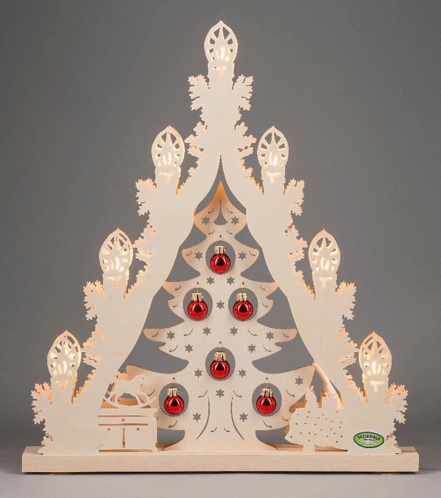 Lichterspitze – Baum mit roten Kugeln – BxHxT: 38,0 cm x 43,0 cm x 4,5 cm