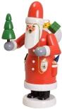 Räuchermann – detailreicher Weihnachtsmann mit Baum, rotem Mantel und Geschenkesack – BxHxT = 10 x