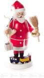 Räuchermann – detailreicher Weihnachtsmann mit Geschenkesack und Glocke, rot-weiß – H = 24,5 cm