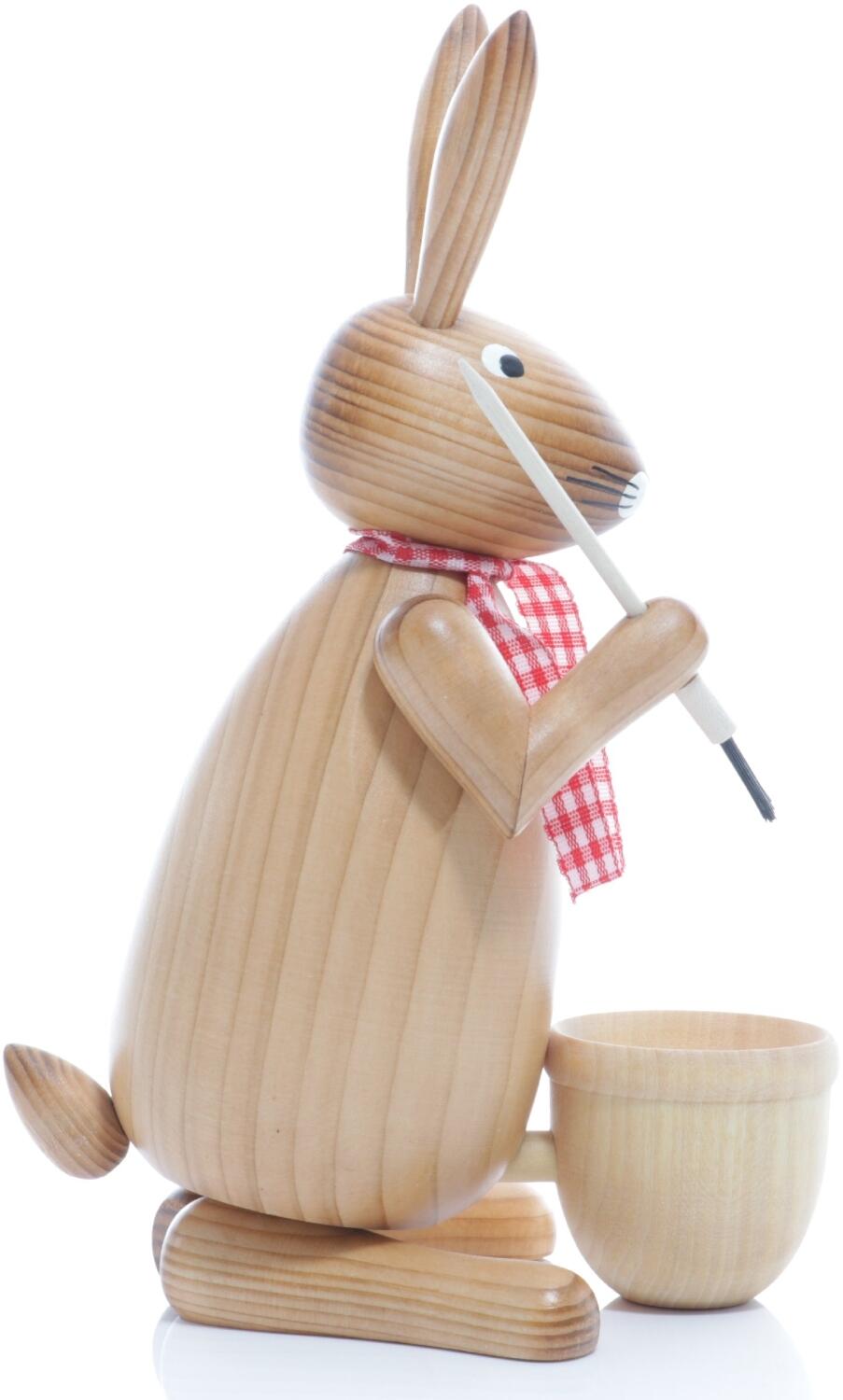 Osterfigur - Osterhase Maler mit Farbpalette und Eierbecher - natur - BxHxT ca. 9x20x9cm