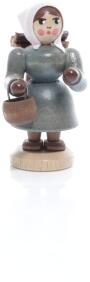 Miniaturfigur - Buschweibel mit Korb voller Feuerholz Bunt - Ansicht Vorne - Hergestellt im Erzgebirge