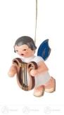 Baumschmuck Behang Engel mit Leier, blaue Flügel Breite x Höhe x Tiefe 3 cmx5 cmx3,5 cm