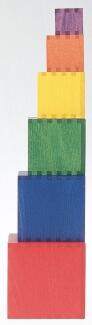 Holzspielzeug - buntes Stabelspiel Würfelturm mit 6 Steinen - LxBxH 93x93x93mm