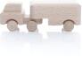 Holzspielzeug - Miniaturfahrzeug Lastenauto mit Auflieger Natur - Ansicht Links - Räder drehen sich
