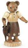 Bärensammelfigur – detailreiche Bärenfrau mit Rock und Sonnenschirm, naturfarben – H = 10 cm