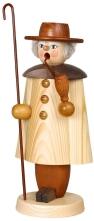 Räuchermann – Schäfer groß mit naturbelassenem Mantel, Pfeife & Hirtenstab – B×H×T ca. 12×27×9,5 cm