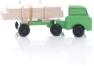 Holzspielzeug - Miniaturfahrzeug Lastenauto mit Langholz Bunt - Ansicht Rechts - Räder drehen sich