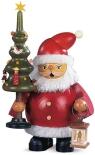 Räuchermann – liebevoller Weihnachtsmann mit Baum und Laterne, rot und naturfarben – BxHxT = 13 x 16