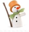 Weihnachtliche Miniatur Schneemann mit orangenem Zylinder Breite x Höhe x Tiefe 3,5 cmx5 cmx1,5 cm