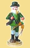 Räuchermann – detailreicher Förster mit grüner Uniform, Gewehr und zwei Enten – H = 23 cm
