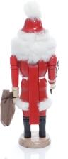 Weihnachtsfigur - Nußknacker Weihnachtsmann Rot mit Geschenkesack und Rute - Ansicht Hinten - Hergestellt in einem kleinen Familienbetrieb
